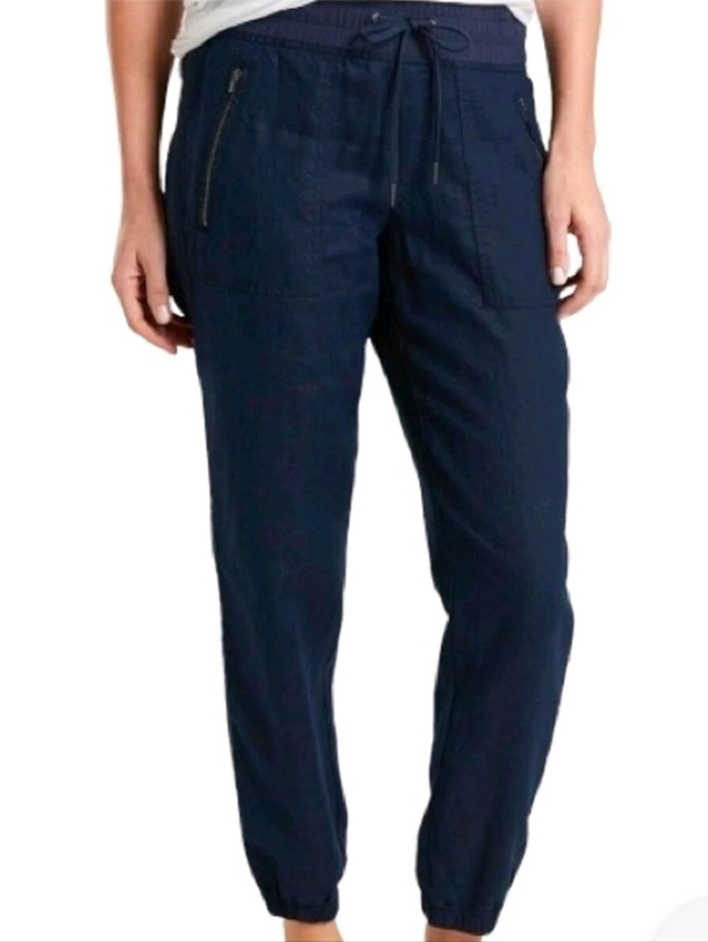 Athleta Cabo Linen Navy Joggers, Size 10